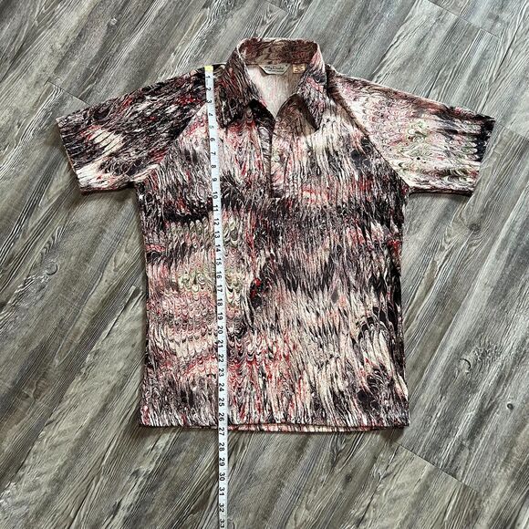 Vintage 1970s Lilly Dache Psychedelic Polyester Top M - Picture 5 of 5